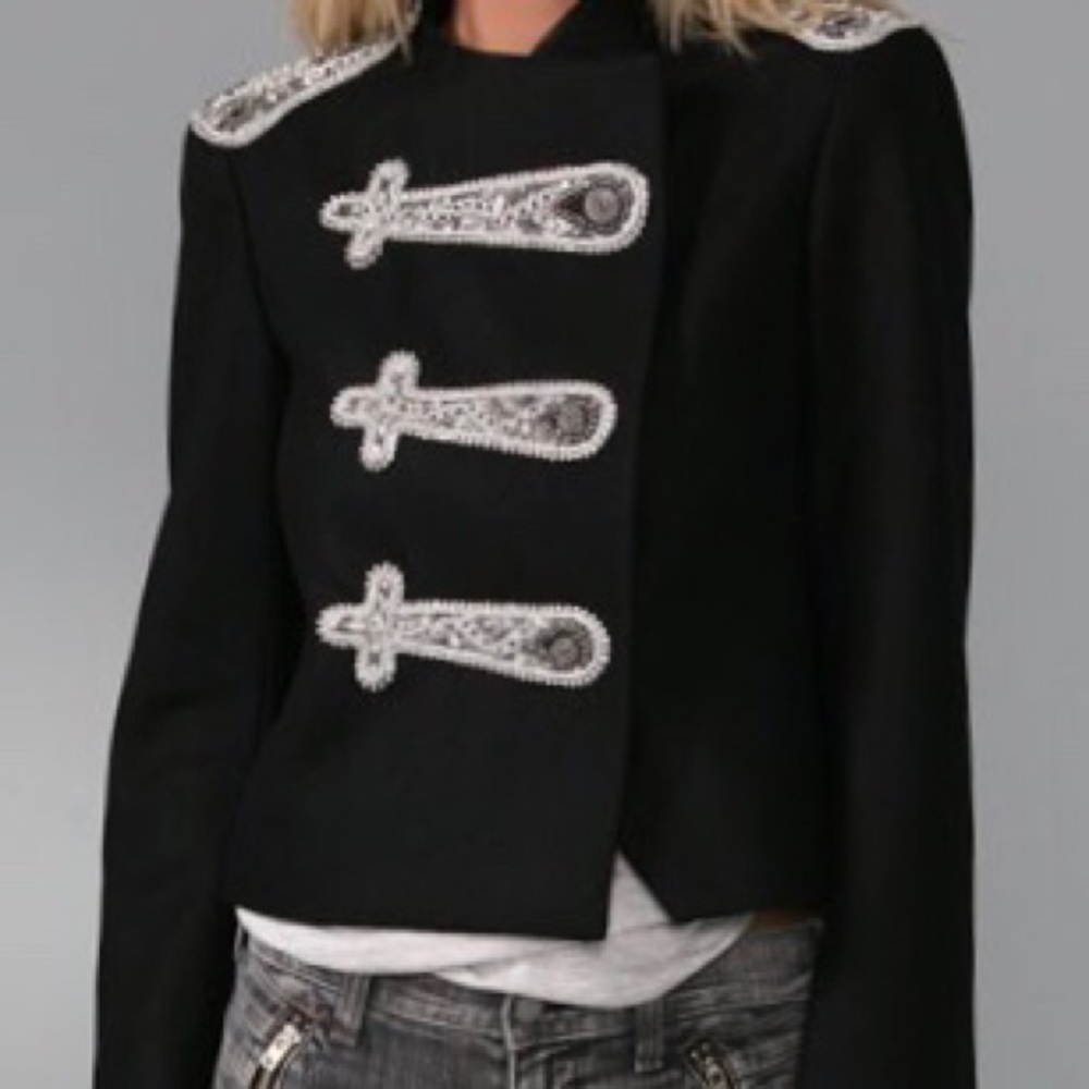 Alice &Olivia Shrunken Embellished Military Jacket